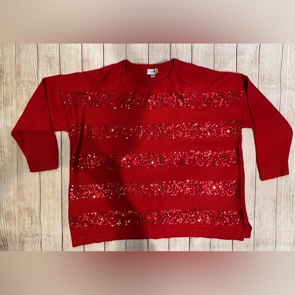 Avenue plus size red sequin sweater size 22/24. EUC!!